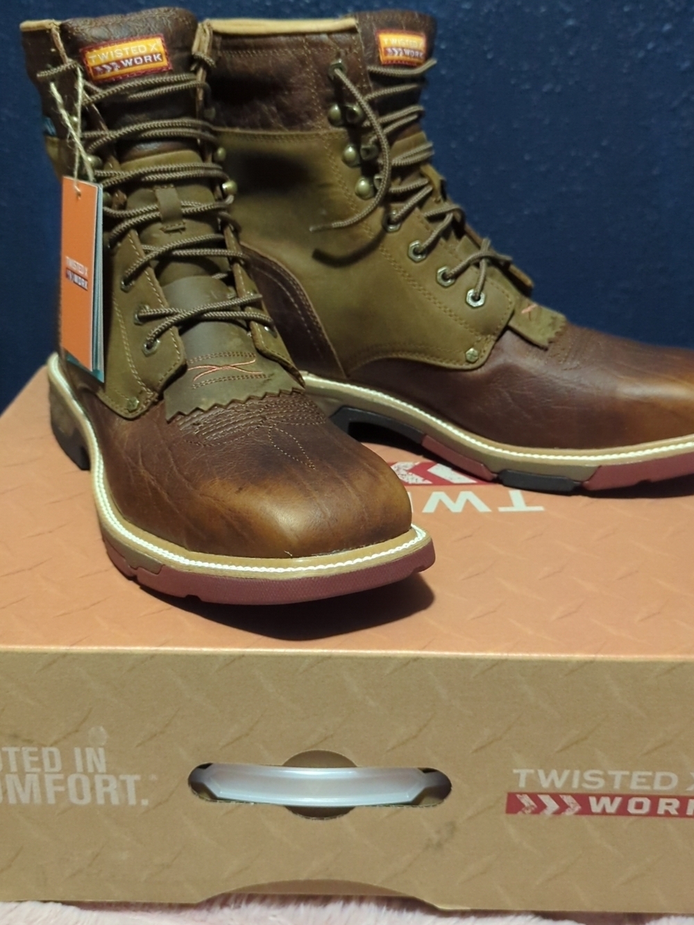 Twisted X Work Boots Mens Size 11.5 EE Waterproof Square Toe Distressed MXALW01